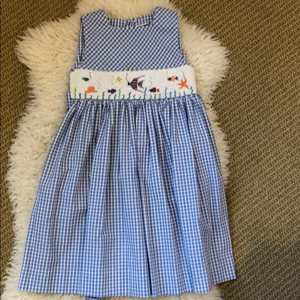 Girls blue and white dress